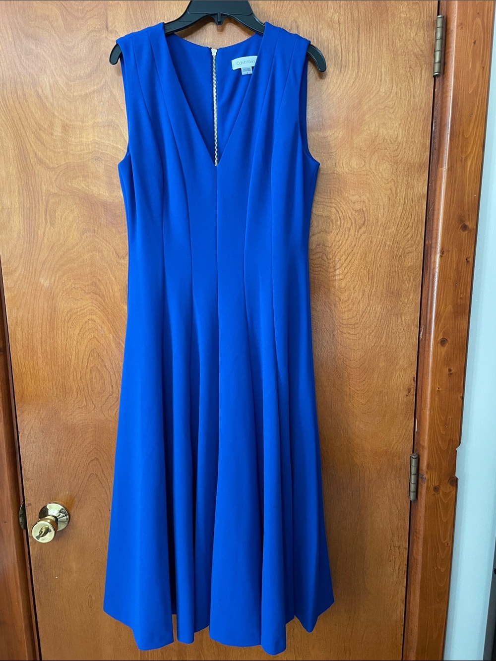 Calvin Klein Vibrant Cobalt Sleeveless V-Neck A-Line Dress